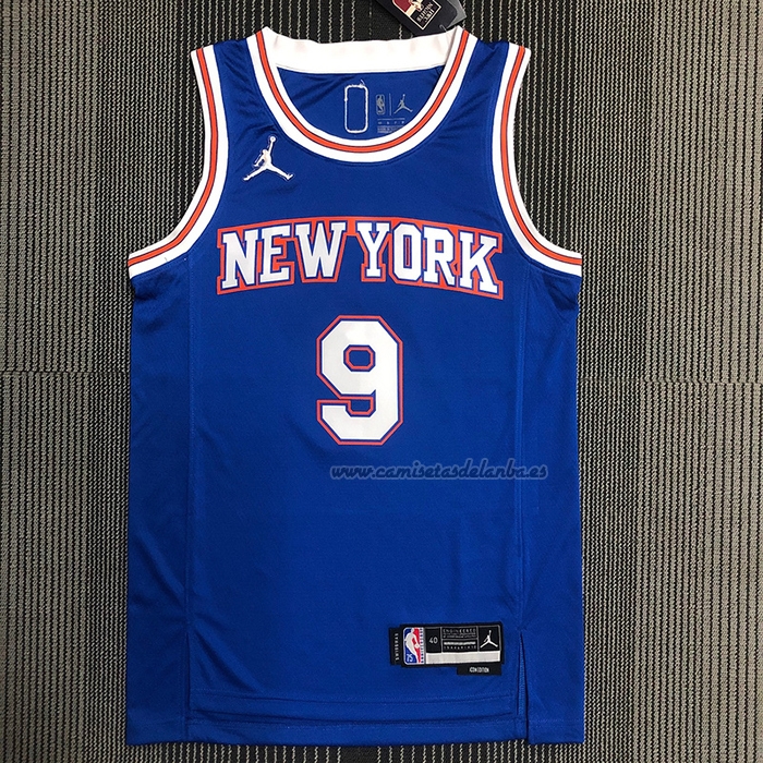 Camiseta New York Knicks RJ Barrett NO 9 Statement 2020-21 Azul
